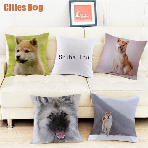 Japanese dog cushion cover decorative pillows white Velvet Fabric pillow cover Shiba Inu housse de coussin cojines decorativos