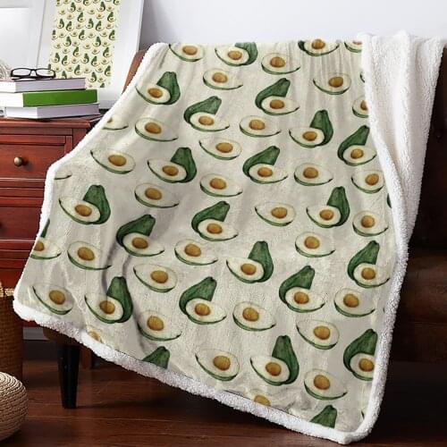 Plant Green Fruit Avocado Throw Blanket Soft Fleece Blankets Winter Blanket Portable Picnic Blankets Bedclothes