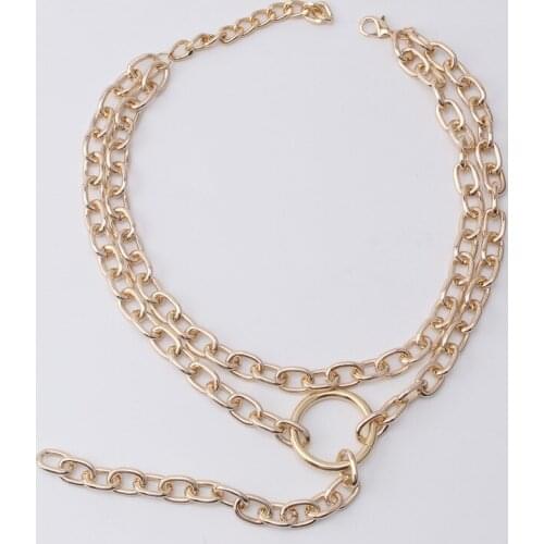 Lover Punk Multi Choker Necklace Hip Hop Jewelry Trendy Iron Thick Long Chain Circle Necklace For Women Men Neck Accessories