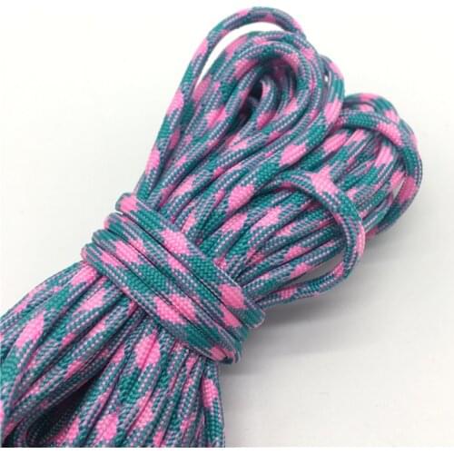 10yds Paracord 550 Parachute Cord Lanyard Rope Mil Spec Type III 7 Strand Climbing Camping Survival Equipment #Light blue+Pink
