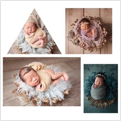Creative handmade wood bed newborn photography props infantile smooth branch baby shooting props