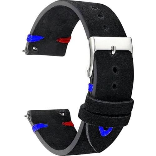 Watch Strap Band Genuine Suede Leather 18mm 20mm 22mm Watchbands Black Men Women Watch Strap Belts Handmade Accessories KZSD03