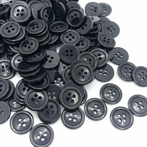 Sewing supplies 100pcs 15mm 4 holes flat black buttons scrapbook craft diy sewing decorative material