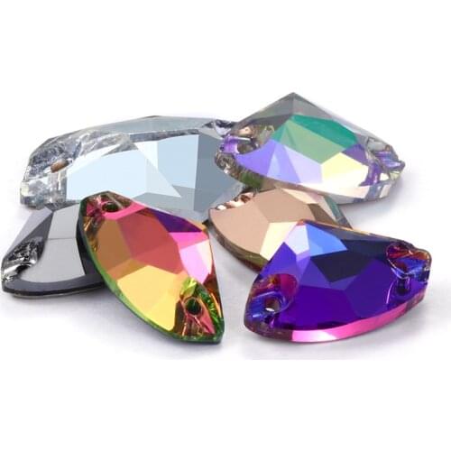 Sparkle Violet Blue Hatchet Shaped K9 Glass Rhinestones Strass Crystal Sew on Stones Sew On Clothing Crafts Jewelry Accessories