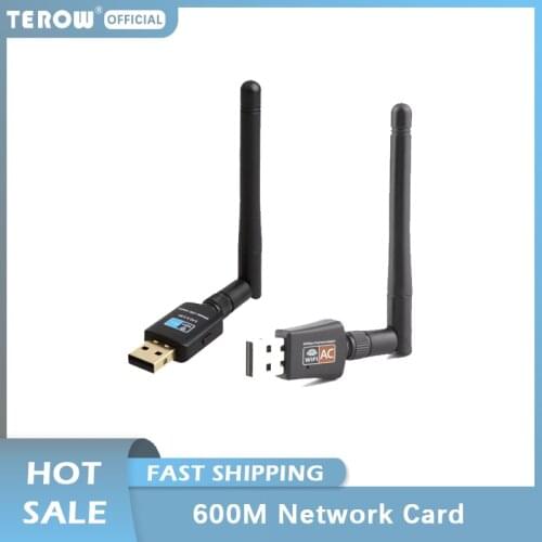 TEROW 600Mbps USB WiFi Adapter/ Receiver Dual Band 5.8GHz+2.4GHz USB2.0 High Speed 2dBi Antenna 802.11ac for Laptop and Desktop