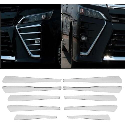Top!-for Toyota Voxy R80 2014-2018 Front Bumper Trim Protector Strip Fog Lamp Fog Light Garnish Strip Chrome Decorative Strip