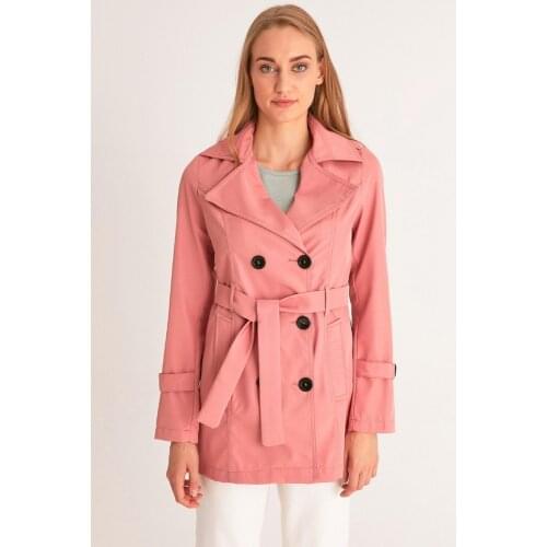 TUGBA Trench Coat New Autumn Winter Women Long Khaki Fashion Pockets Double Breasted Trench With Belt Business Outerwear