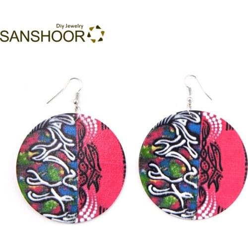 SANSHOOR Vintage Afro Wooden Earrings For Americans Africans Women Tribe Ethnic Bohemia Jewelry Best Christmas Gifts 1Pair
