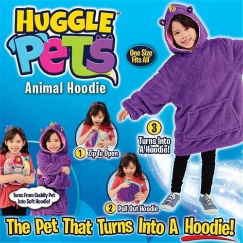 Dropship High Quality Huggle Hooded Hoodie Sweatshirt Warm Pets Winter Coats Bathrobe Fleece Pullover Children Christmas Gift