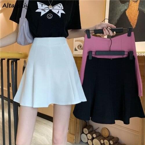 Skirts Women Simple Pure Safety All-match Casual Daily Preppy Style Girl Students High Waist Ulzzang High-street Harajuku Femme