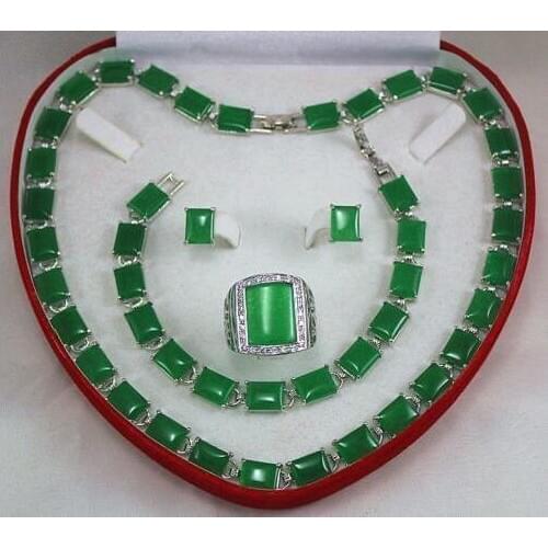 Green jade Bracelet/ Earrings / Set Handcrafted Jewelry necklace