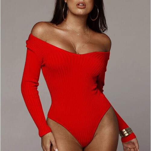 Casual All-Match Ladies Sexy V-Neck Knitted Long-Sleeved Short Jumpsuit Jumpsuit Stretch Solid Color Tights Bodysuit Underwear