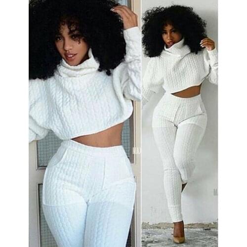 Women Two Pieces Set Knit Fitted Crop Tops Casual Suits 2 piece set for women top two pcs sets Fashion Jogger Set Lounge S-XXL