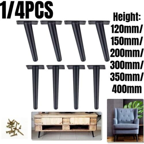 1/4PCS Metal Furniture Legs Replacement Oblique/Straight for Cabinet Counter Chair Sofa TV Coffee Table with Screws 120-400mm