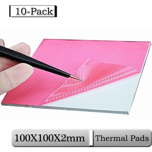 10 pcs Gdstime 100x100x2mm 2mm Thickness White Thermal Pad CPU Radiator Pad 100mmx2mm Conductive Silicone Heatsink Pads