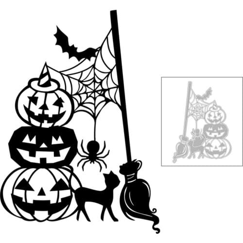 2020 New Halloween Pumpkin Metal Cutting Dies Bat and Spider Cobweb Witch Die Scrapbooking For Crafts Card Making no Stamps Sets