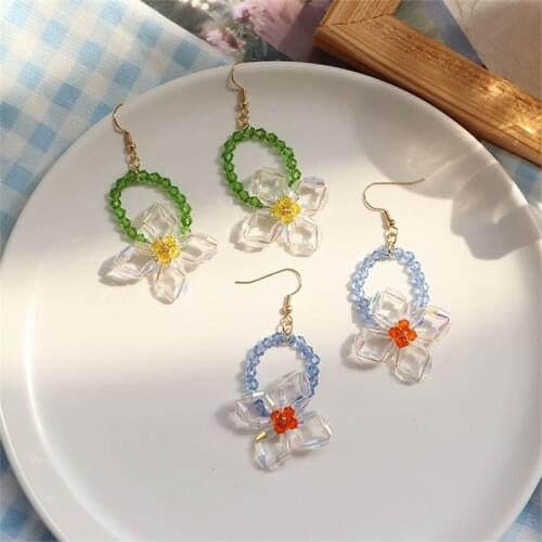 2021 Fashion New Boho Multicolor Beaded Earring For Women Girls Bohemian Handmade Rice Beads Daisy Flower Earring Jewelry Gift