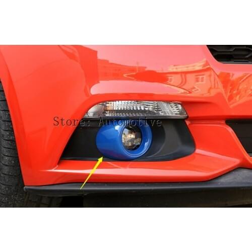 3 Color For Choice ! ABS For Ford Mustang 2015 2016 2017 ABS Front Fog Light Lamp Ring Molding Trim 2 Pcs / Set