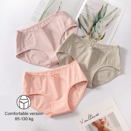 3pcs Women Panties Mid-Waist Solid Color Cotton Panties Women Panties Lingerie Briefs Underwear For Women Underpants M-XL