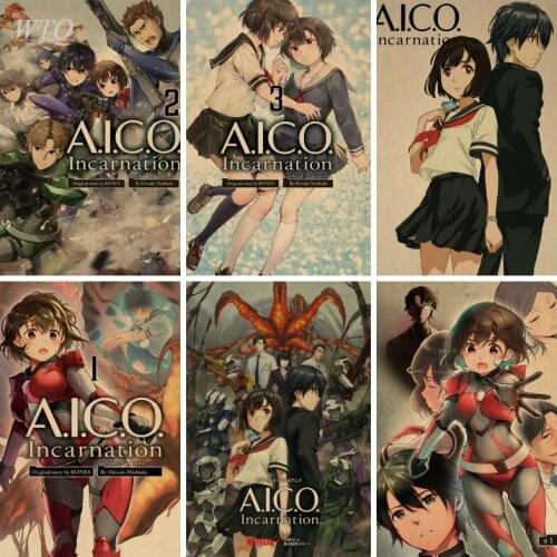 Anime A.I.C.O. Incarnation Anime Posters Retro Poster Home Decor Wall Art Canvas Painting Photos for Childrens Room Decor