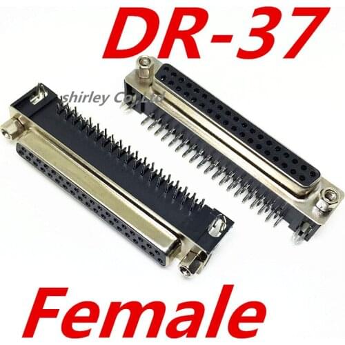 Free shiiping 10PCS serial port DR37 Female socket/Plug connector 37pin copper DR-37 socket VGA 90 degrees