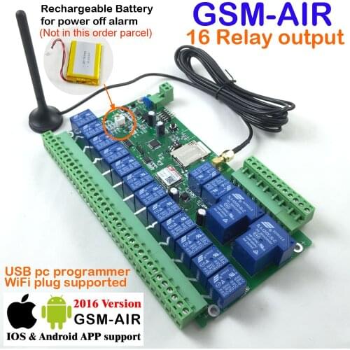 Free shipping 16 Way 7CH Real-Time GSM Remote Control Relay Output Contacts Switch Box GSM 850/900/1800/1900Mhz