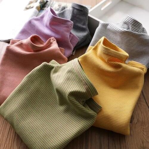 Baby Girls' striped bottomed shirts autumn winter baby kids boys girls cotton long sleeve T-shirts childrens tops P5235