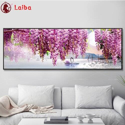 DIY 5D Purple swan flower Diamond Embroidery square,Round Diamond Full rhinestone Diamond painting cross stitch,needlework decor