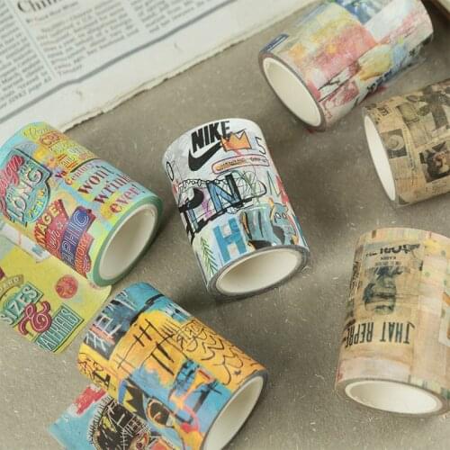Graffiti Paint Washi Tape Retro Poster Basketball Neon Patchwork 60mm Adhesive Masking Tapes DIY Decoration Diary Stickers F402