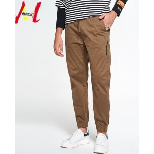 MANVALUE Autumn and Winter Overalls Mens Casual Pants Draw Rope Bundles Foot European and American Washed Trousers