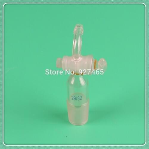 Lab Glass Vacuum adapter 90 bend with glass stopcock,29/32