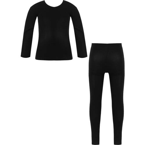 YiZYiF Kids Girls Clothes Long Sleeve Ballet Dance Bottom with Leggings Spring Autumn Workout Gym Dance Gym Outfit Dancing Wear