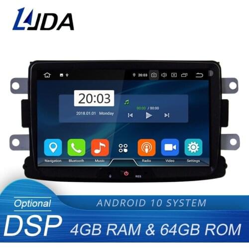 LJDA 1 DIN Android 10 Car DVD GPS Radio For Dacia/Sandero/Duster/Captur/Lada/Xray 2/Logan 4G+64G WIFI Multimedia Stereo DSP