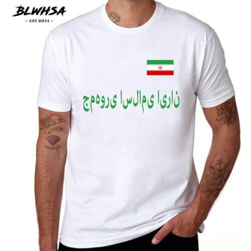 BLWHSA Iran Flag Letters Design Mens T-shirt Cotton Short Sleeve O Neck Tee Shirt Summer Short Sleeve T shirt Male