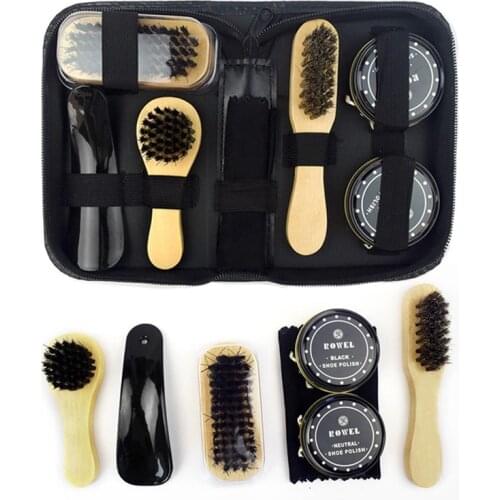 8 Pcs/Set Pro Shoes Care Kit Portable For Boots Sneakers Cleaning Set Brush Shine Polishing Tool For Leather Shoes