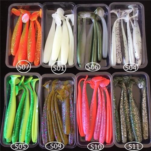 Noeby 48 pieces 9cm 7.5cm silicone bait soft lures T tail swimbaits soft fishing baits double color Wobbler Carp Fishing lure
