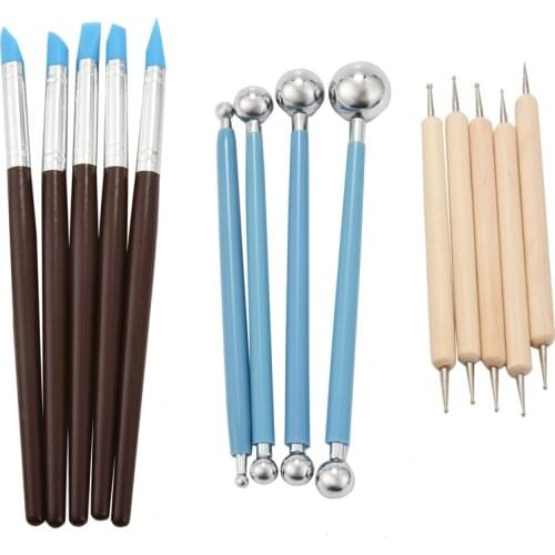 New 14PCS Polymer Pottery Clay Sculpting Modelling Sit Ball Stylus Nail Art Dotting Tools Rubber Tipped Ceramic Carving Kit for