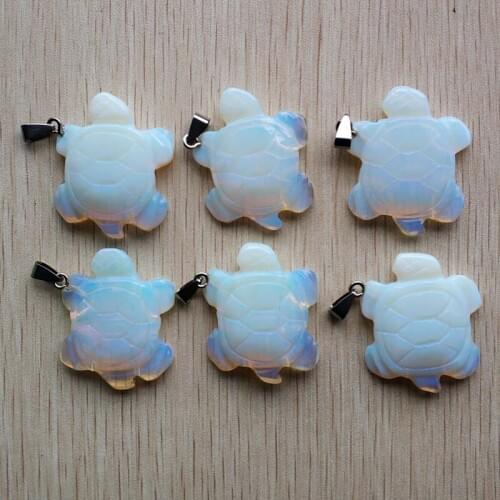 2018 new fashion good quality opal stone turtle shape pendants for necklace jewelry making wholesale 6pcs/lot free shipping