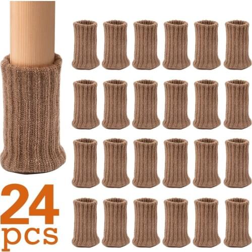 New 24pcs Upgraded Knitted Furniture Feet Socks Chair Leg Floor Protectors Chair Leg Socks Covers Furniture Caps Protectors