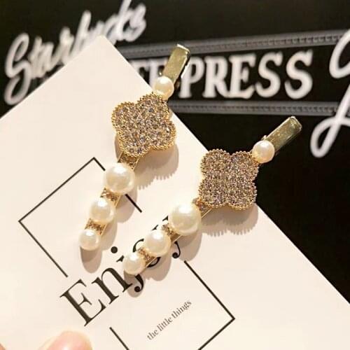 New Pearl Metal Hairclips Women Hair Clip Hairpin Girls Four Leaf Hairpins Barrette Hairgrip Bobby Pin Hair Accessories Dropship