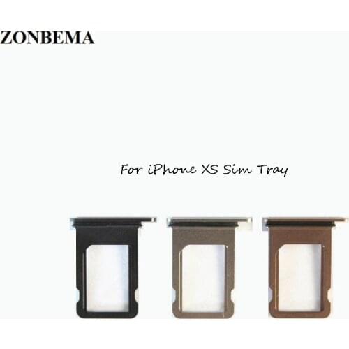 ZONBEMA Original New Sim Card Adapter For iPhone XS XS MAX Double Single Sim Card Tray Slot Holder Replacement