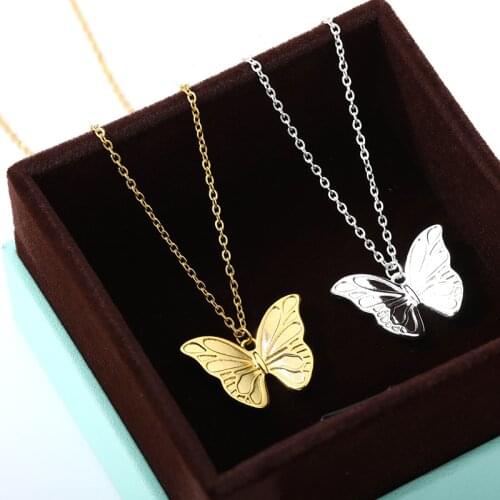 Butterfly Necklaces For Women Bohemia Jewelry Stainless Steel Chain Animal Pendants Necklaces Collier Femme Bridesmaid Gifts BFF