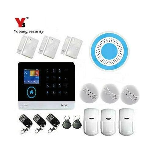Wireless SIM GSM Home RFID Burglar Security LCD Touch Keyboard WIFI GSM Alarm System Wireless Smoke Detector Alarm System