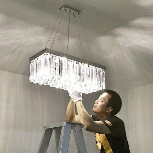 Modern minimalist led long strip warm crystal lamp restaurant lamp dining room dining hanging lighting lamps chandeliers LED