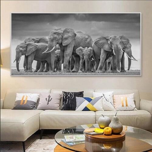 Modern home decoration wild animals African elephant pictures on canvas wall art posters and prints living room wall paintings