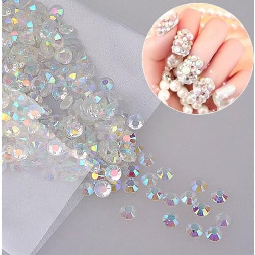 1000Pcs/Pack Glitter Crystal AB Rhinestone Flat Back Glass Chameleon Nail Rhinestones for Charms 3D Nails Art Decorations Strass