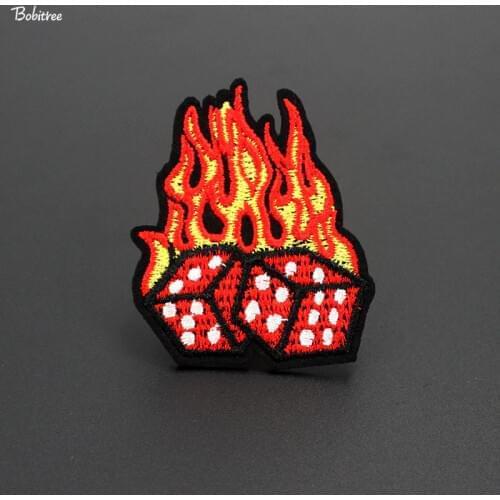 The Flame Dice Decoration Clothes Patch Embroidery Hot iron on Apparel for Jacket Jeans Badges Clothes DIY Patchwork