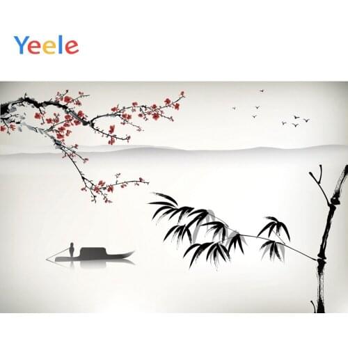 Yeele Gradient Color Bamboo Plum Blossom Chinese Decor Photophy Backdrops Custome Photographic Backgrounds For Photo Studio