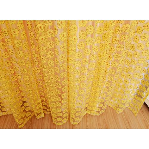 Rose Pattern Voile Organdy Window Door Drape Sheer Curtain Home Decor Yellow