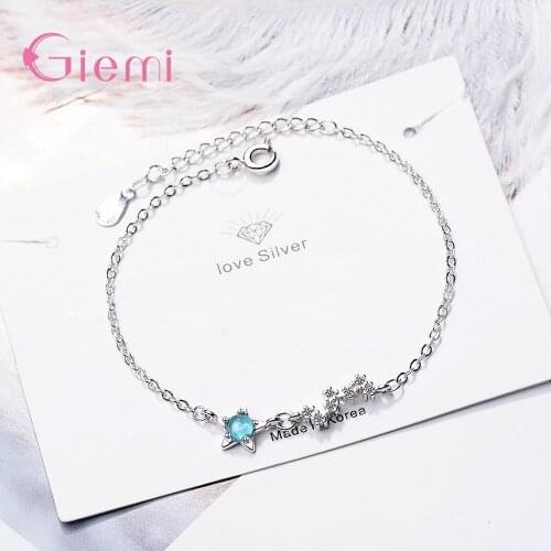 New Arrival Charm Bracelet For Women Girls Party Engagement 925 Sterling Silver Trendy Style CZ Crystal Star Shape Resizable